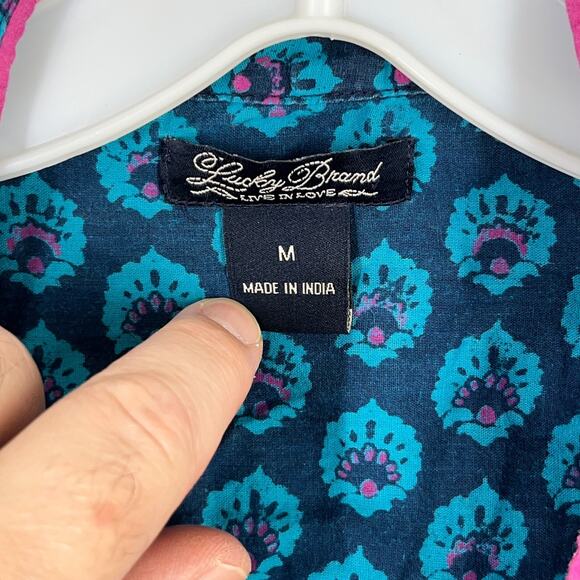 Lucky Brand Womens Pajama Top Medium Button Up‎ Long Sleeve Sleepwear Lounge PJs - Picture 3 of 7